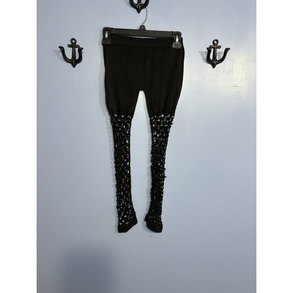 Fabric & Fabric Distressed Cut Out Leggings Style 711 One Size Black